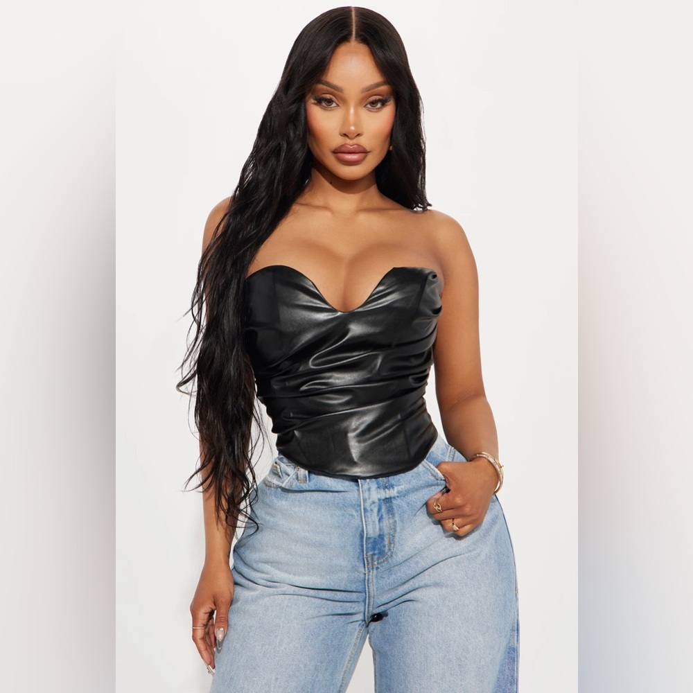 Faux Leather Top - Black